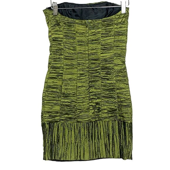 Jessica McClintock Strapless Ruched Mini Dress Cocktail 2 Green Zip Back Hoco - Picture 6 of 11